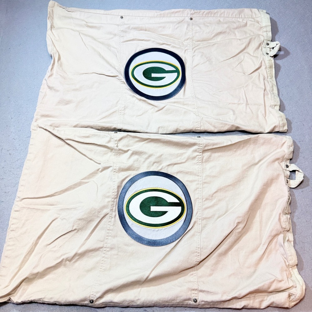 PBteen Green Bay Packers Pillow‎ Shams Standard Khaki Good Set of 2 Cotton Logo